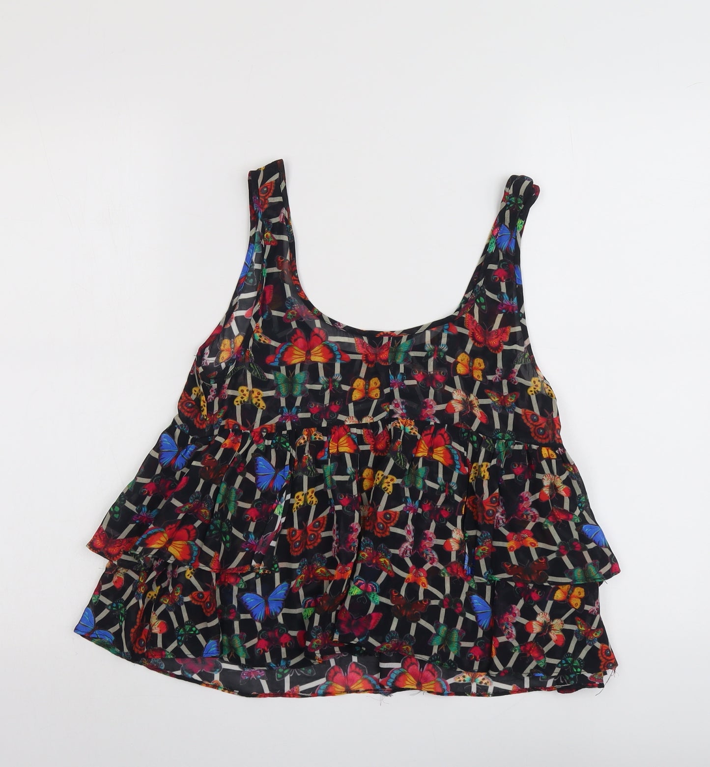 Topshop Womens Multicoloured Geometric Polyester Basic Tank Size 10 Scoop Neck - Butterfly Pattern