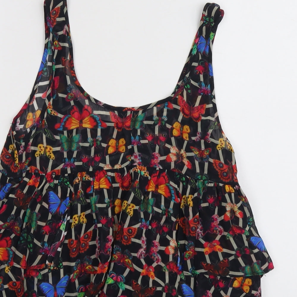 Topshop Womens Multicoloured Geometric Polyester Basic Tank Size 10 Scoop Neck - Butterfly Pattern