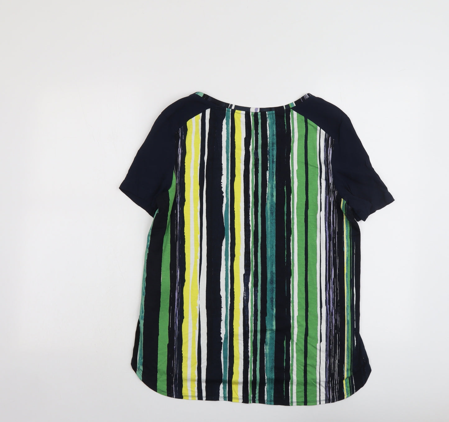 NEXT Womens Multicoloured Striped Viscose Basic T-Shirt Size 10 Boat Neck