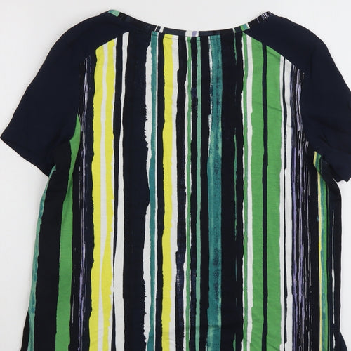 NEXT Womens Multicoloured Striped Viscose Basic T-Shirt Size 10 Boat Neck