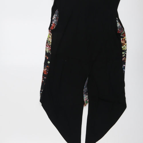 Warehouse Womens Black Geometric Polyester Basic Blouse Size 10 Boat Neck