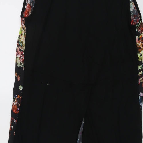 Warehouse Womens Black Geometric Polyester Basic Blouse Size 10 Boat Neck