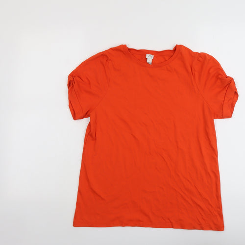 River Island Womens Orange Cotton Basic T-Shirt Size 12 Round Neck