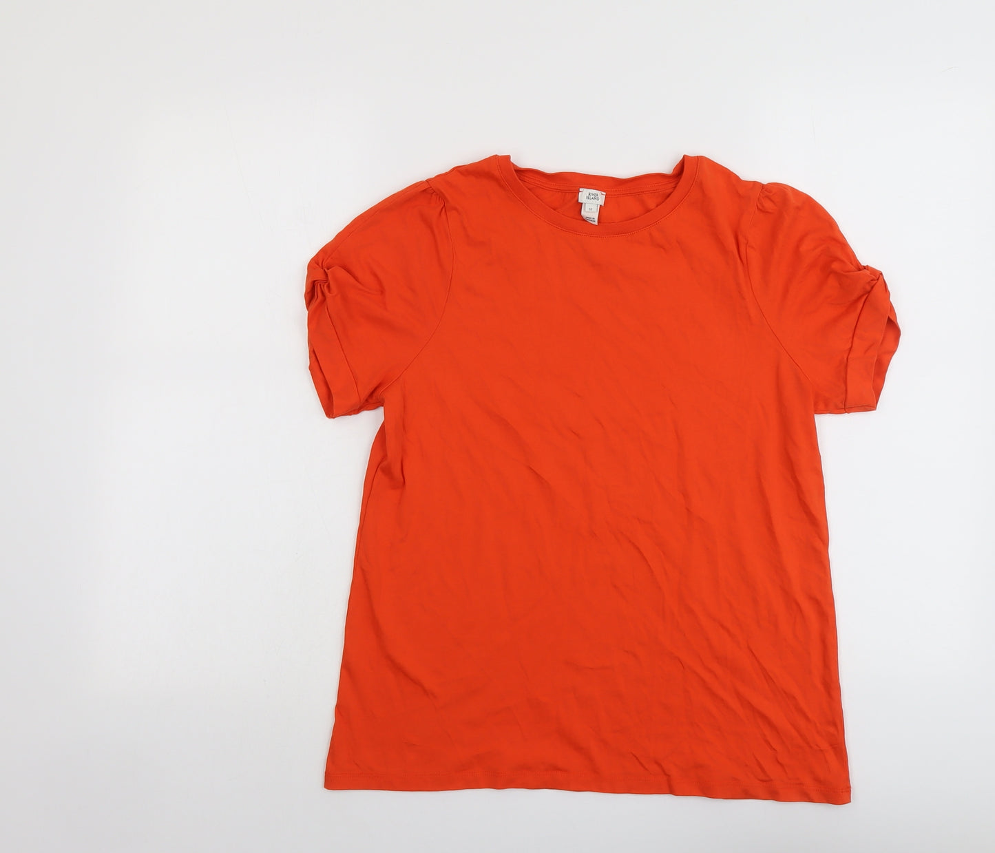 River Island Womens Orange Cotton Basic T-Shirt Size 12 Round Neck