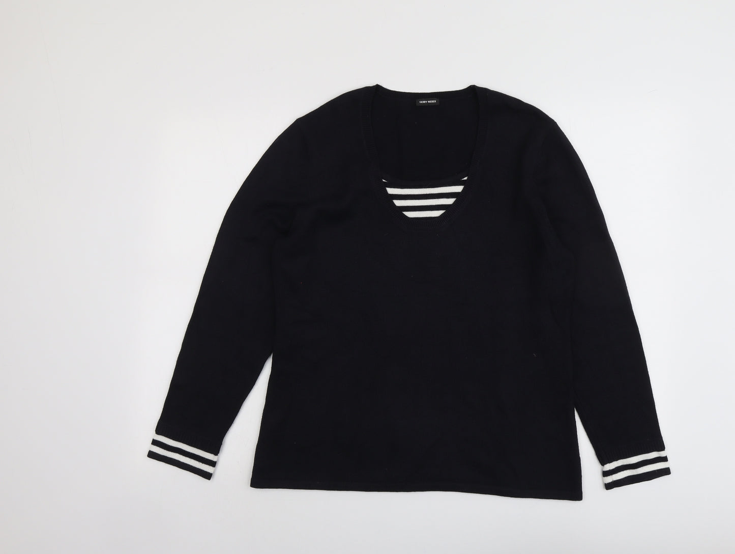 Gerry Weber Womens Blue Scoop Neck Acrylic Pullover Jumper Size 16