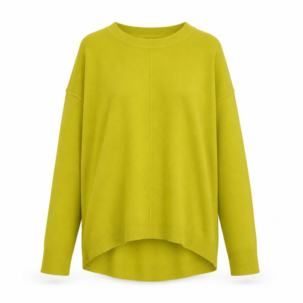 Front view of Principles women’s yellow round neck acrylic jumper, size UK 14