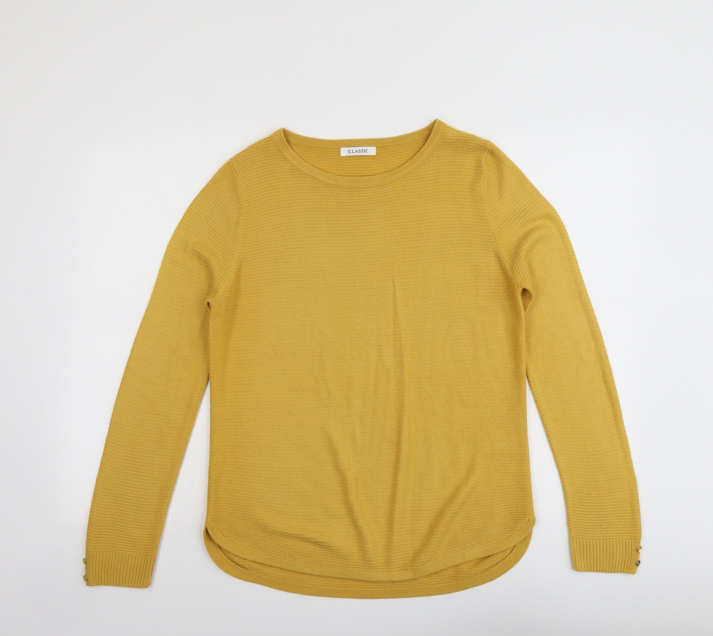 Marks and Spencer Womens Yellow Round Neck Acrylic Pullover Jumper Size 10