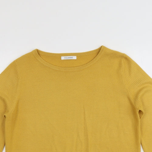Marks and Spencer Womens Yellow Round Neck Acrylic Pullover Jumper Size 10