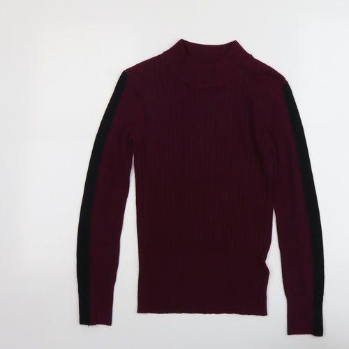 Marks and Spencer Womens Purple Round Neck Viscose Pullover Jumper Size 8