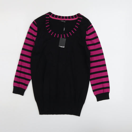 M&Co Womens Black Scoop Neck Viscose Pullover Jumper Size 10