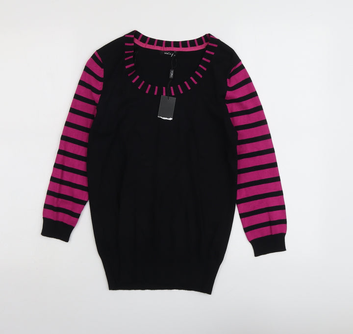 M&Co Womens Black Scoop Neck Viscose Pullover Jumper Size 10