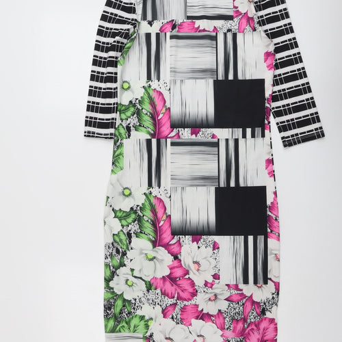 Topshop Womens Multicoloured Geometric Polyester A-Line Size 12 Round Neck Pullover