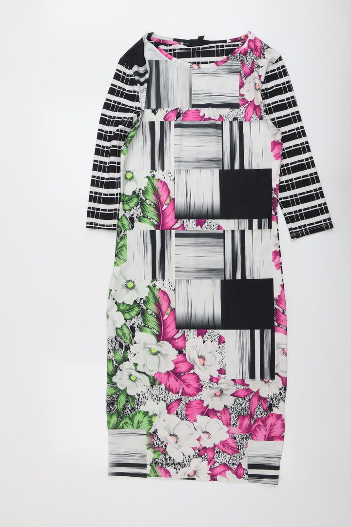 Topshop Womens Multicoloured Geometric Polyester A-Line Size 12 Round Neck Pullover