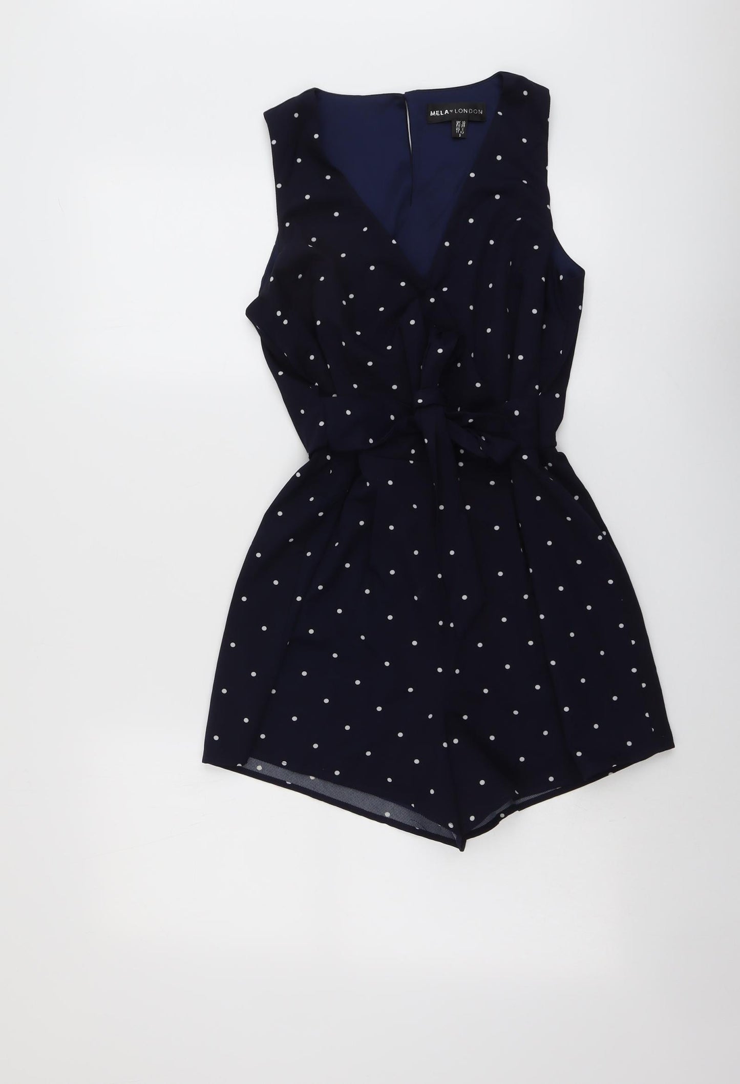 Mela London Womens Blue Polka Dot Polyester Playsuit One-Piece Size 10 Button