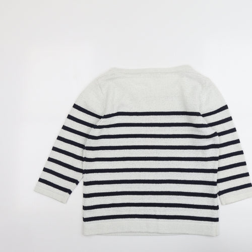 Precis Womens Grey Boat Neck Striped Polyester Pullover Jumper Size M