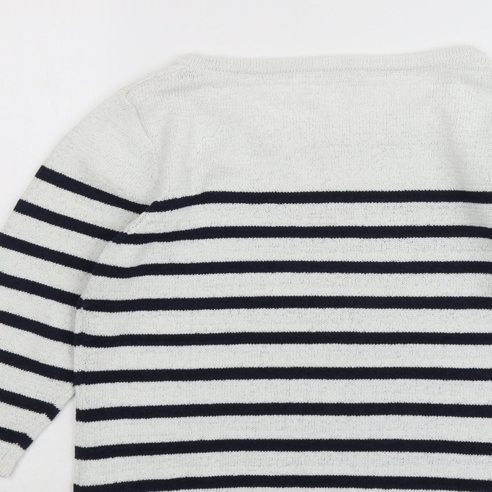 Precis Womens Grey Boat Neck Striped Polyester Pullover Jumper Size M