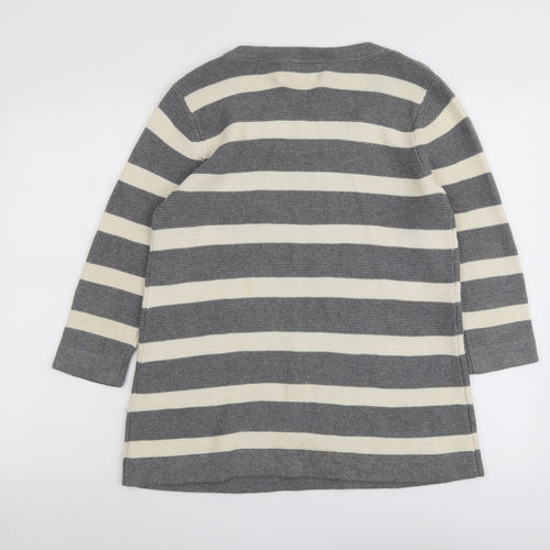 Fenn Wright Manson Womens Grey Round Neck Striped Cotton Pullover Jumper Size 12