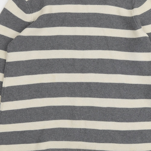 Fenn Wright Manson Womens Grey Round Neck Striped Cotton Pullover Jumper Size 12