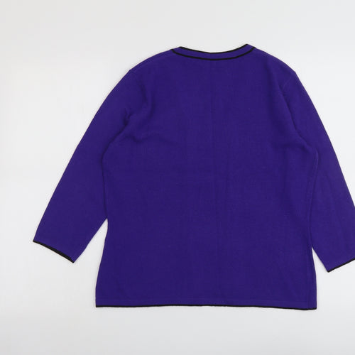 Precis Womens Purple V-Neck Viscose Pullover Jumper Size M