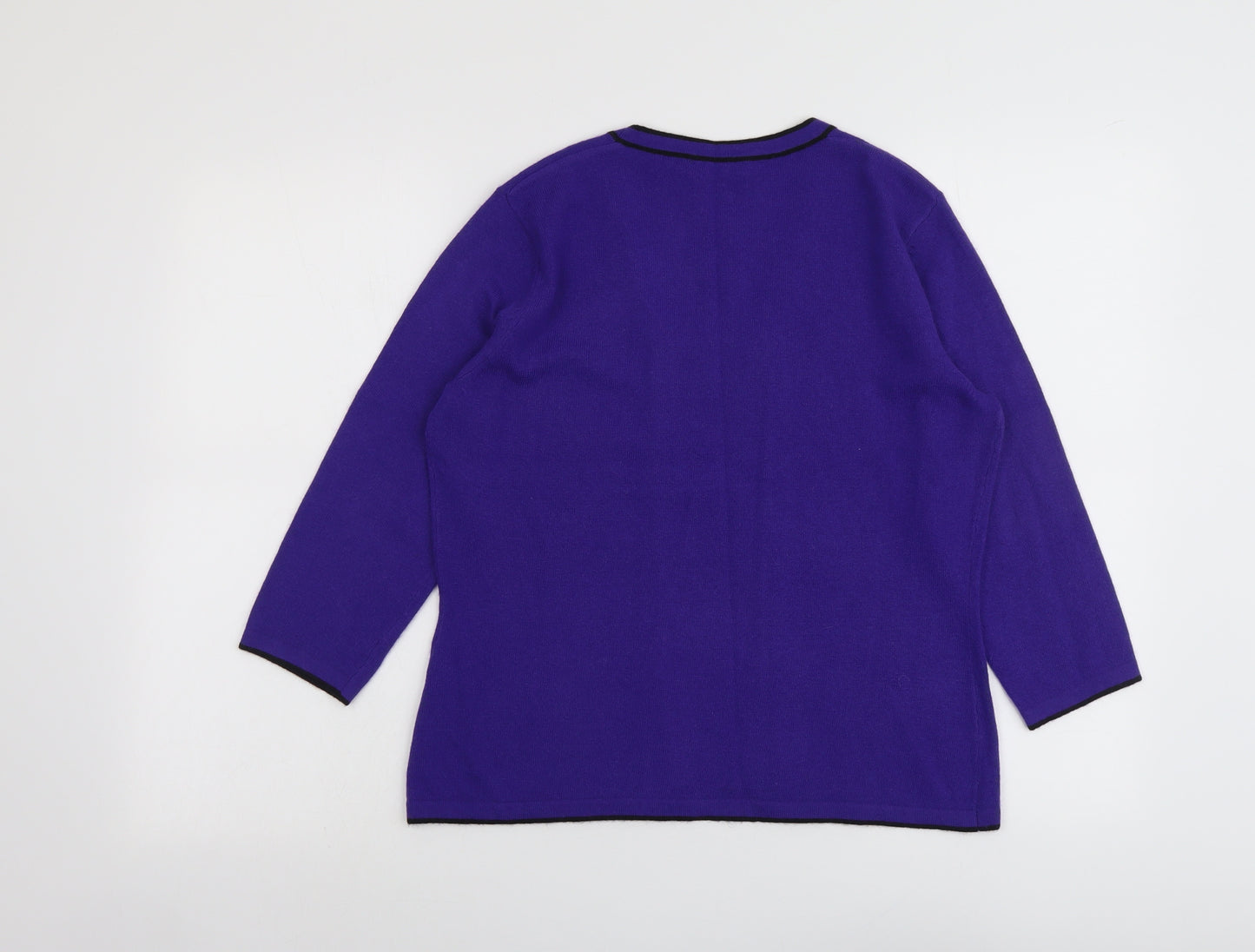 Precis Womens Purple V-Neck Viscose Pullover Jumper Size M
