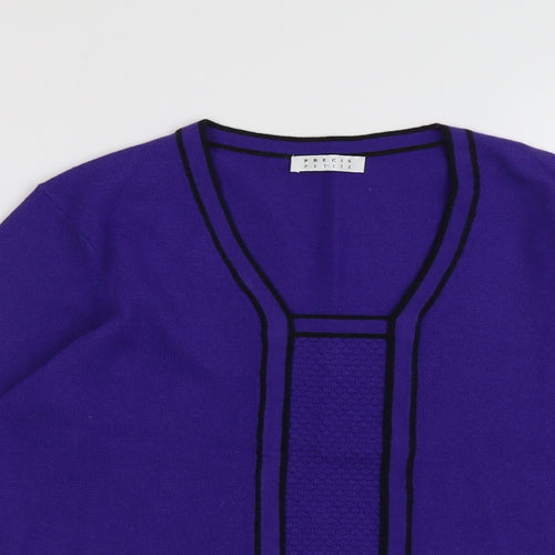 Precis Womens Purple V-Neck Viscose Pullover Jumper Size M
