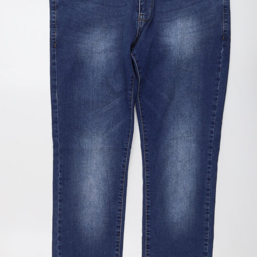 DNM Mens Blue Cotton Straight Jeans Size 34 in L31 in Regular Button