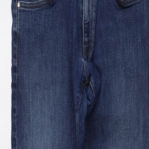 Marks and Spencer Mens Blue Cotton Straight Jeans Size 34 in L31 in Slim Button