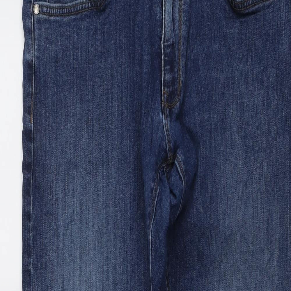 Marks and Spencer Mens Blue Cotton Straight Jeans Size 34 in L31 in Slim Button