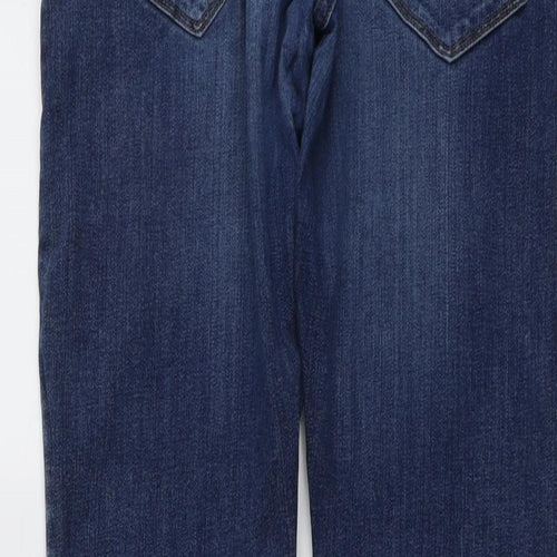 Marks and Spencer Mens Blue Cotton Straight Jeans Size 34 in L31 in Slim Button