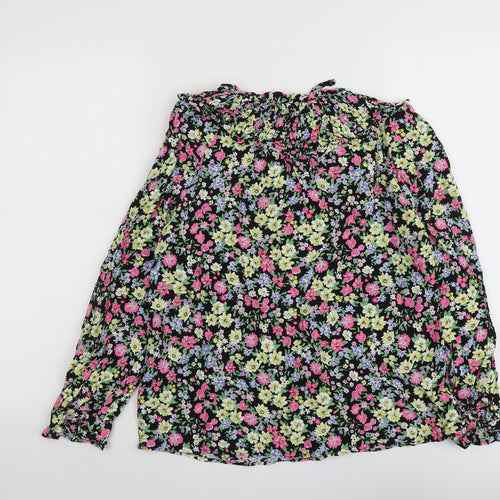 Marks and Spencer Womens Multicoloured Floral Viscose Basic Blouse Size 12 Round Neck