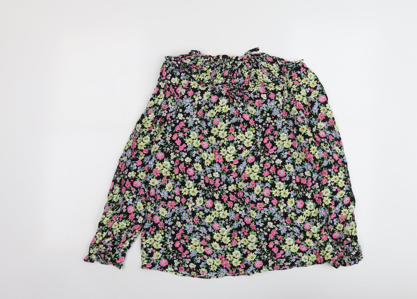 Marks and Spencer Womens Multicoloured Floral Viscose Basic Blouse Size 12 Round Neck
