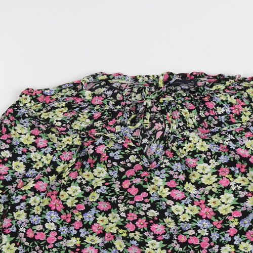 Marks and Spencer Womens Multicoloured Floral Viscose Basic Blouse Size 12 Round Neck