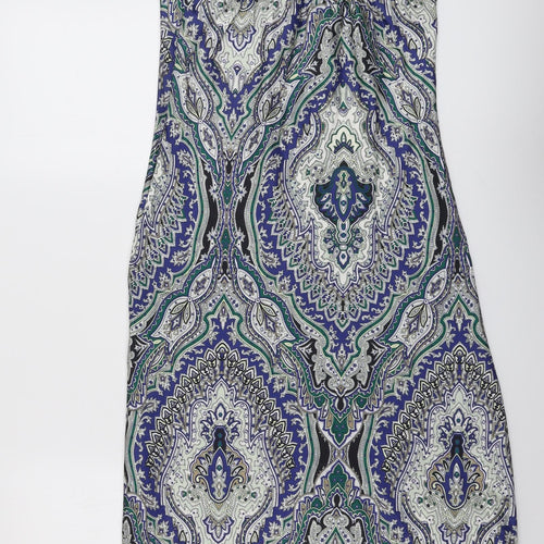 NEXT Womens Blue Geometric Polyester Slip Dress Size 8 V-Neck Pullover