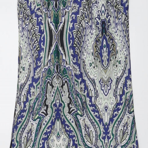 NEXT Womens Blue Geometric Polyester Slip Dress Size 8 V-Neck Pullover