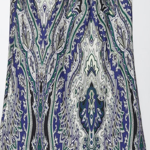 NEXT Womens Blue Geometric Polyester Slip Dress Size 8 V-Neck Pullover