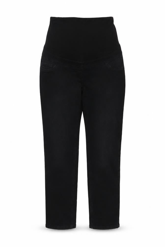 Front view of Next women’s black cotton straight jeans, size UK 8, 28-inch leg regular