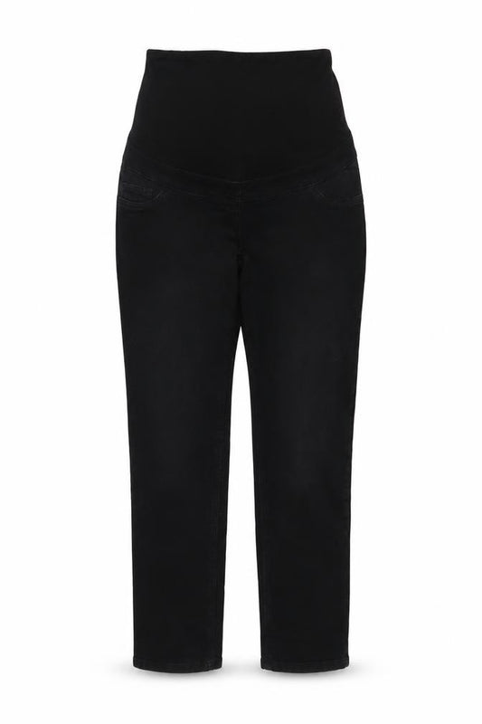 Front view of Next women’s black cotton straight jeans, size UK 8, 28-inch leg regular