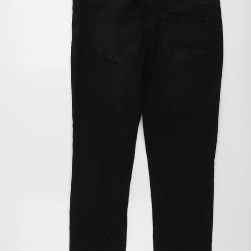 NEXT Womens Black Cotton Straight Jeans Size 8 L28 in Regular