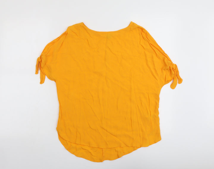 River Island Womens Orange Viscose Basic Blouse Size 8 Round Neck