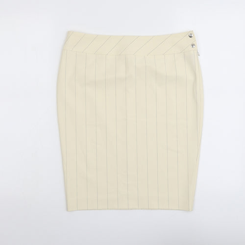 Klandestine Womens Beige Striped Polyester Straight & Pencil Skirt Size 14 Snap
