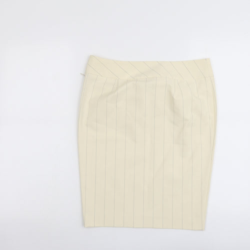Klandestine Womens Beige Striped Polyester Straight & Pencil Skirt Size 14 Snap