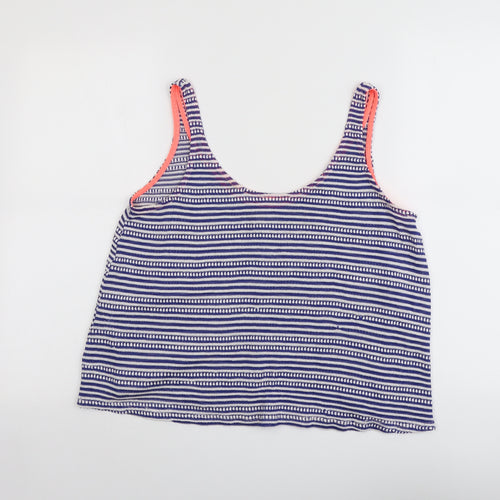 Zara Womens Blue Striped Polyester Cropped Tank Size M Round Neck