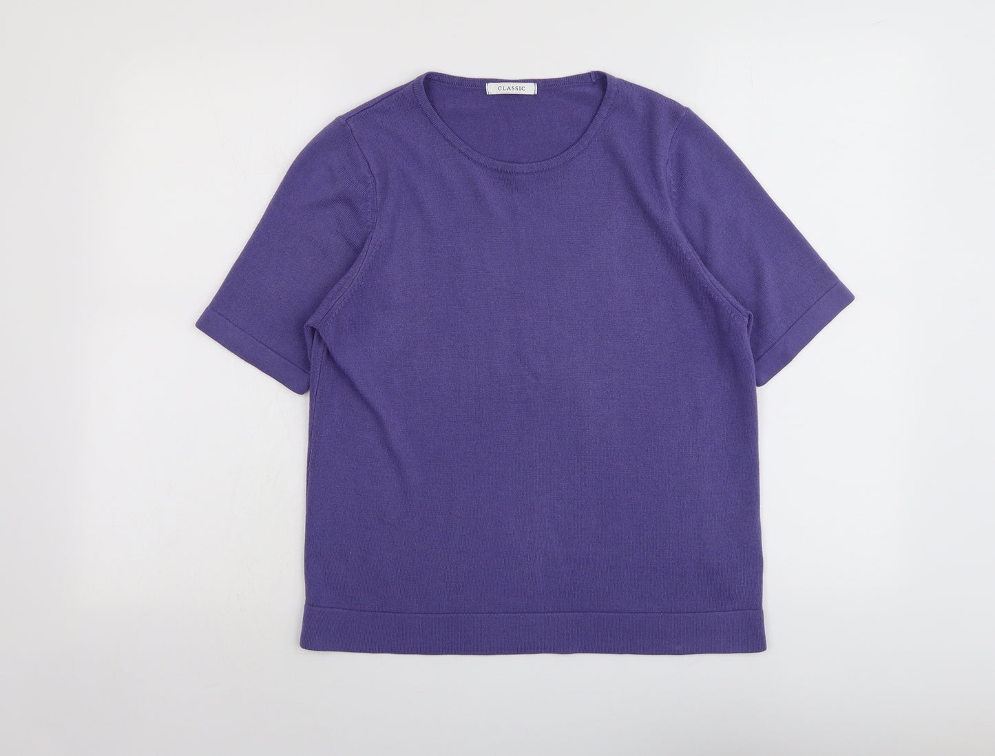 Marks and Spencer Womens Purple Round Neck Acrylic Pullover Jumper Size 12