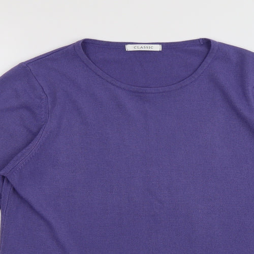Marks and Spencer Womens Purple Round Neck Acrylic Pullover Jumper Size 12