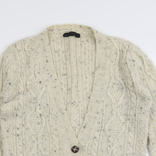 Topshop Womens Beige V-Neck Wool Cardigan Jumper Size 10