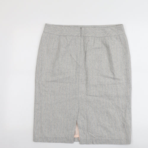 Fenn Wright Manson Womens Grey Viscose A-Line Skirt Size 16 Zip
