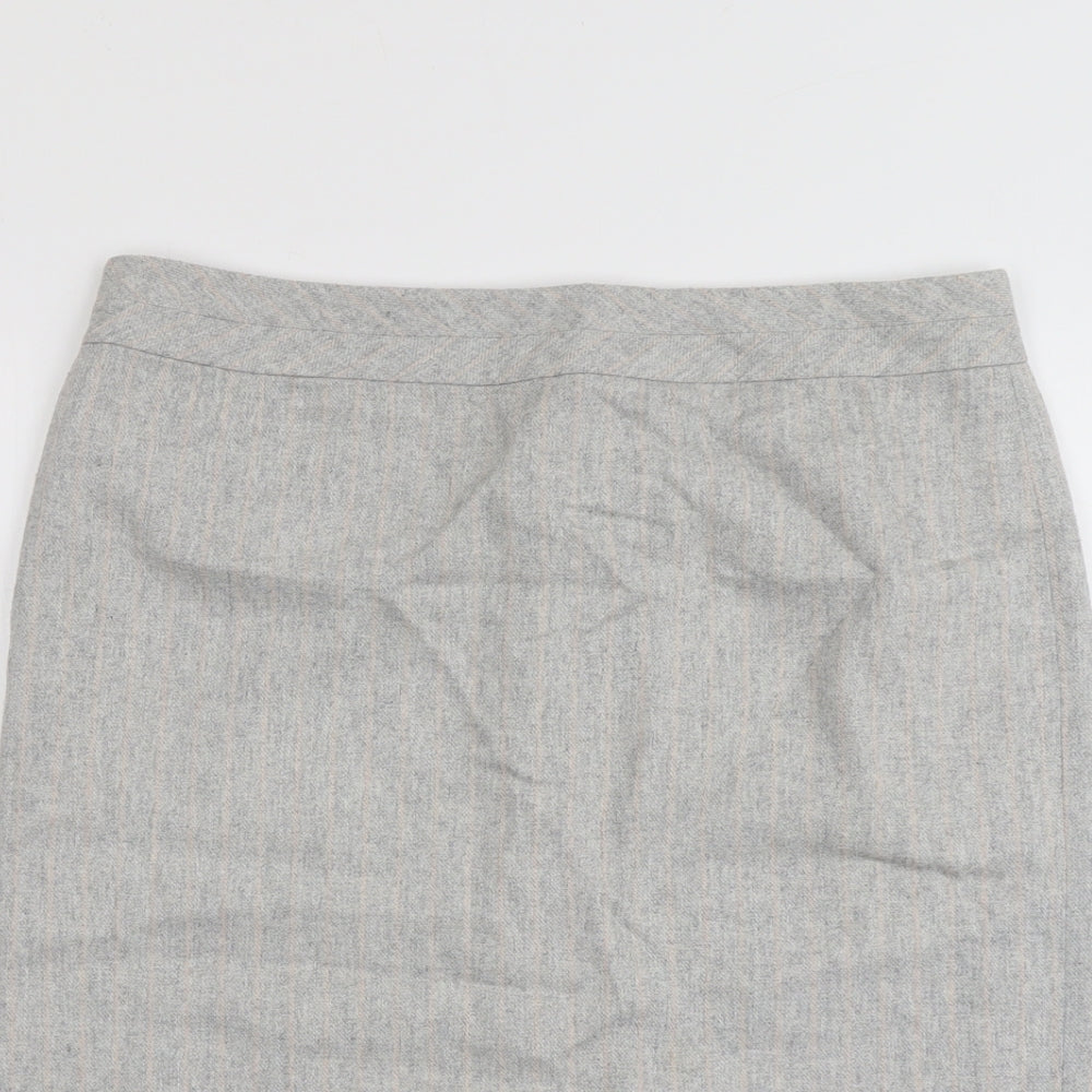 Fenn Wright Manson Womens Grey Viscose A-Line Skirt Size 16 Zip