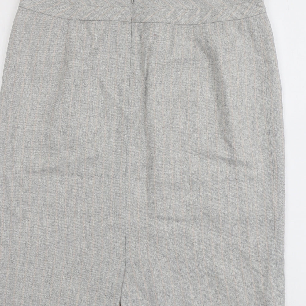 Fenn Wright Manson Womens Grey Viscose A-Line Skirt Size 16 Zip
