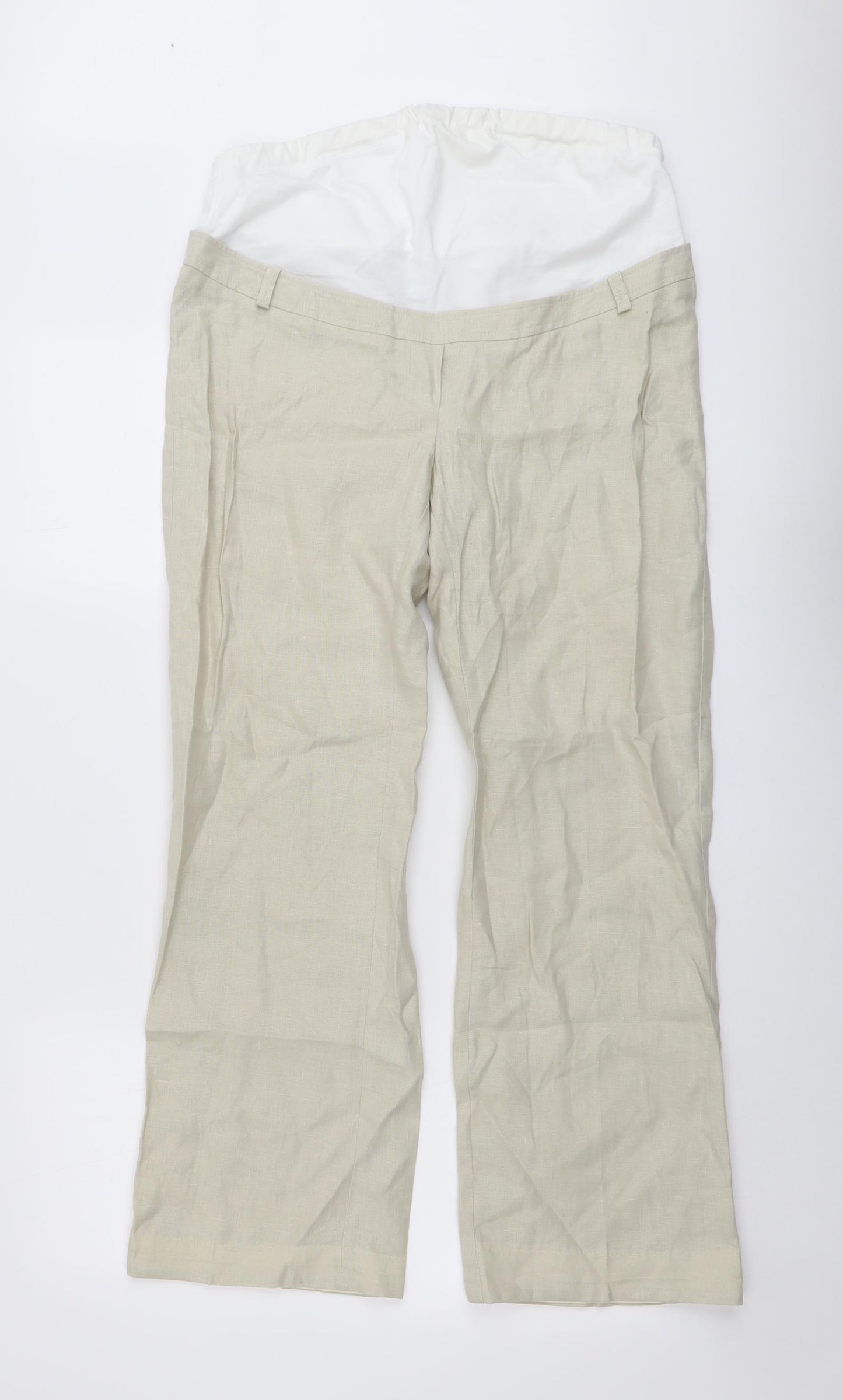 Moda Mothercare Womens Beige Linen Trousers Size 8 L28 in Regular