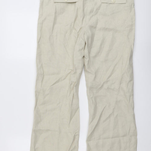 Moda Mothercare Womens Beige Linen Trousers Size 8 L28 in Regular